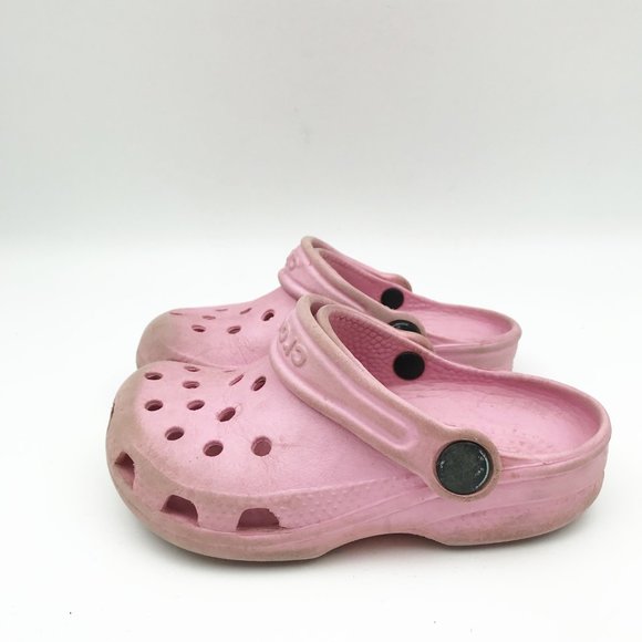 CROCS Classic Pink Slip On Rubber Clogs Toddler 8 - 9 - Picture 3 of 10